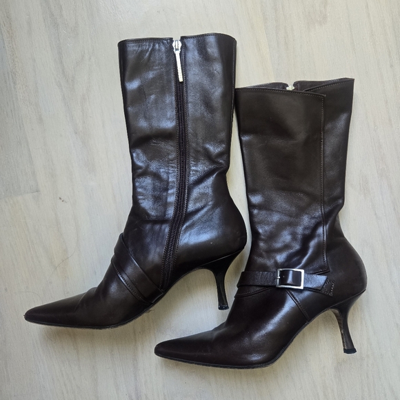 Michel Perry genuine leather mid calf boots - Picture 2 of 5